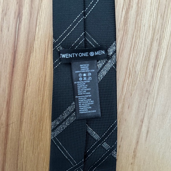 Men’s 21Men Tie - Black, Silver color - Skinny - Picture 2 of 3